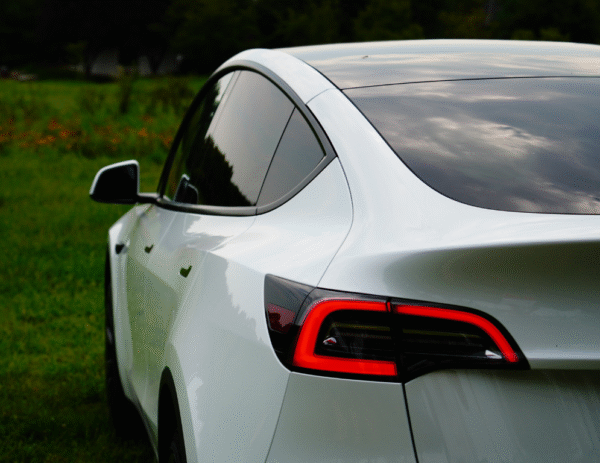 Rear profile of a Tesla Model Y