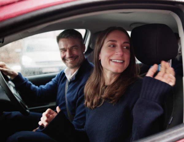 Man and woman in car