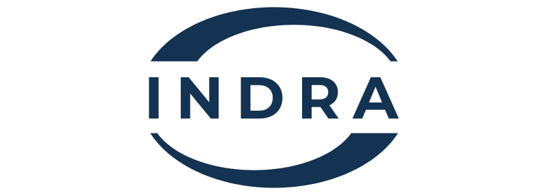 Indra logo dark blue