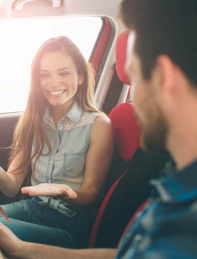 Woman thrilled by features of new car she intends to lease